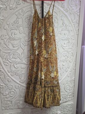 XXS Spell Bianca Strappy Dress in Mustard and Brown